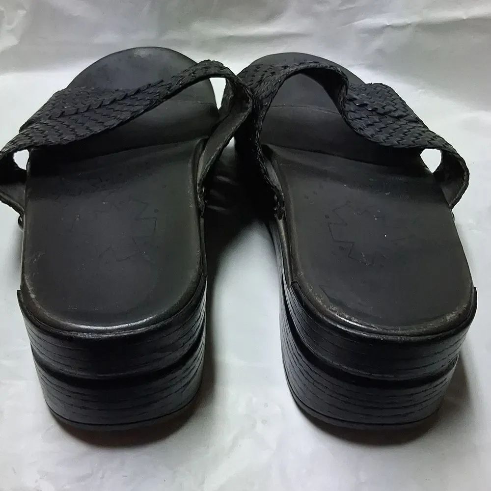 Dansko Black Woven Slide Sandals EU 43 US 11 Preowned - Picture 10 of 15